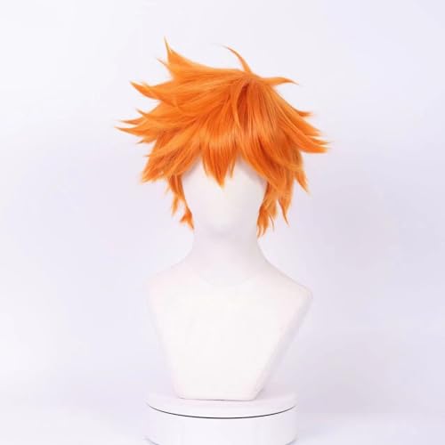 WCCNKK Anime Cosplay Perücke, Haikyuu!! Shoyo Hinata Perücke, Orangefarbenes Kurzes Haar, Mit Kostenloser Perückenkappe,Für Party Alltag Halloween Perücke Cosplay, Anime-Geschenk von WCCNKK