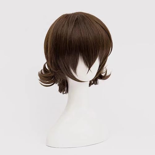 WCCNKK Bungo Stray Dogs Dazai Osamu Cosplay Perücke Braune Kurze Haare Für Männer Comic Rollenspielperücken + Perücke Kappe, Geeignet Für Halloween-Party, Nachtleben, Anime-Geschenk von WCCNKK