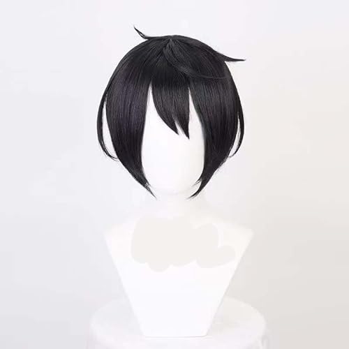 WCCNKK Ensemble Stars Sakuma Ritsu Hair, Kurze Schwarze Haare, Halloween-Karneval-Weihnachtskostüm Cosplay-Perücken + Perücke-Kappe, Dekorative Accessoires, Anime-Fan-Geschenk von WCCNKK