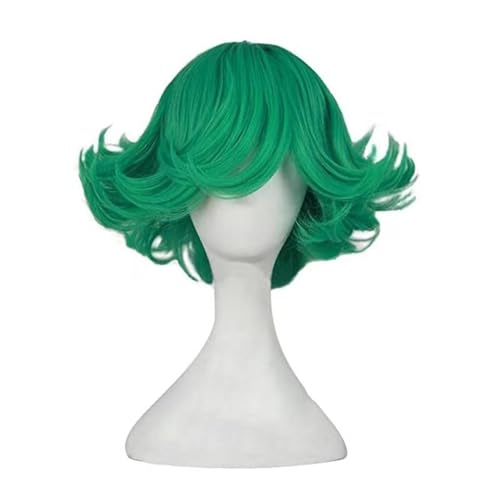 WCCNKK ONE PUNCH-MAN Senritsu No Tatsumaki Terrible Tornado Cosplay Perücke, Grünes Lockiges Haar Comic Rollenspielperücken + Perücke Kappe, Geeignet Für Halloween-Party, Nachtleben, Anime-Geschenk von WCCNKK