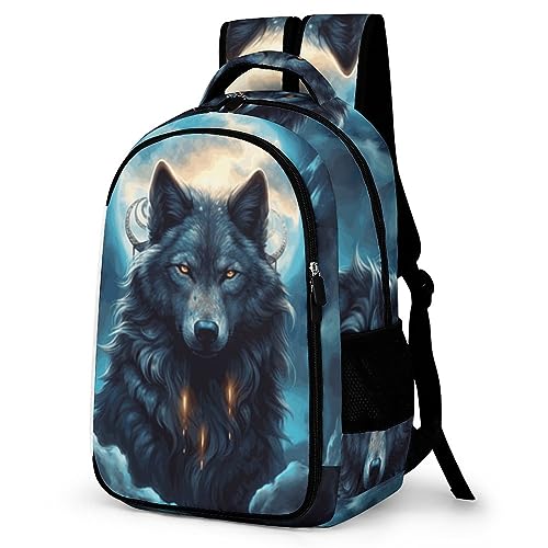 WCEECE Mädchen Jungen Rucksack, Schulrucksack, 3D Farbdruck Personalisierter Wasserdichte Tier Wolf Schultasche, Daypack, Für Schule, Universität, Reisen, Arbeit von WCEECE