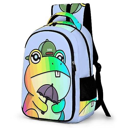 WCEECE Neutral Rucksack 3D-Farbdruck Personalisierter Schulranzen Hässlicher Frosch Mädchen Teenager Leichter Schulrucksack Outdoor Freizeit Kinder Reise Daypack von WCEECE