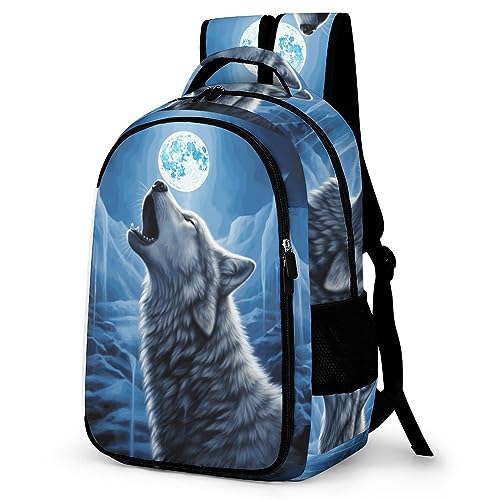 WCEECE Neutral Rucksack 3D-Farbdruck Personalisierter Schulranzen Tier Wolf Mädchen Teenager Leichter Schulrucksack Outdoor Freizeit Kinder Reise Daypack von WCEECE