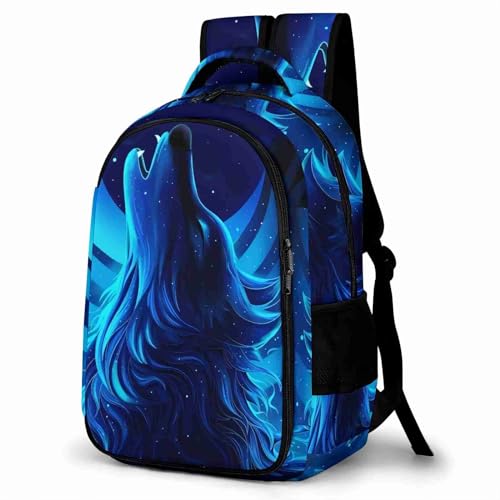 WCEECE Neutral Rucksack 3D-Farbdruck Personalisierter Schulranzen Tier Wolf Wölfe Mädchen Teenager Leichter Schulrucksack Outdoor Freizeit Kinder Reise Daypack von WCEECE