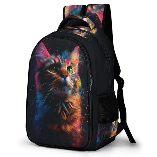 WCEECE Ranzen Mädchen 5 Klasse Katze Schulranzen Mädchen 5.klasse Schulrucksack Mit Tier Leichter Reise Outdoor Freizeit von WCEECE