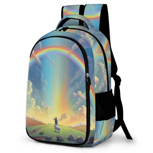 WCEECE Regenbogen Schulrucksack Jungen Teenager Mädchen Bunt Schultaschen Kinder Rucksäcke Leichtgewicht Schulranzen Groß Für Schule Geschenke von WCEECE