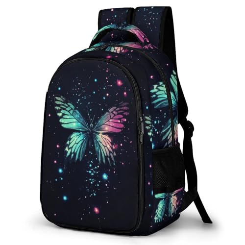 WCEECE Rucksack,Damen & Herren Backpack Mit Bunte Schmetterlinge Aufdruck,Unisex Daypack Schulrucksack,Wasserdichter Tagesrucksack Für Freizeit Schule Job von WCEECE