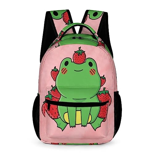 WCEECE Rucksack,Damen & Herren Backpack Mit Frog Aufdruck,Unisex Daypack Schulrucksack,Wasserdichter Tagesrucksack Für Freizeit Schule Job von WCEECE