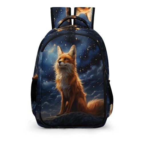 WCEECE Rucksack,Damen & Herren Backpack Mit Fuchs Aufdruck,Unisex Daypack Schulrucksack,Wasserdichter Tagesrucksack Für Freizeit Schule Job von WCEECE