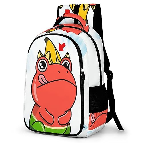 WCEECE Rucksack,Damen & Herren Backpack Mit Hässlicher Frosch Aufdruck,Unisex Daypack Schulrucksack,Wasserdichter Tagesrucksack Für Freizeit Schule Job von WCEECE