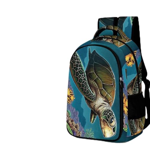 WCEECE Rucksack,Damen & Herren Backpack Mit Meerestiere Schildkröten Aufdruck,Unisex Daypack Schulrucksack,Wasserdichter Tagesrucksack Für Freizeit Schule Job von WCEECE