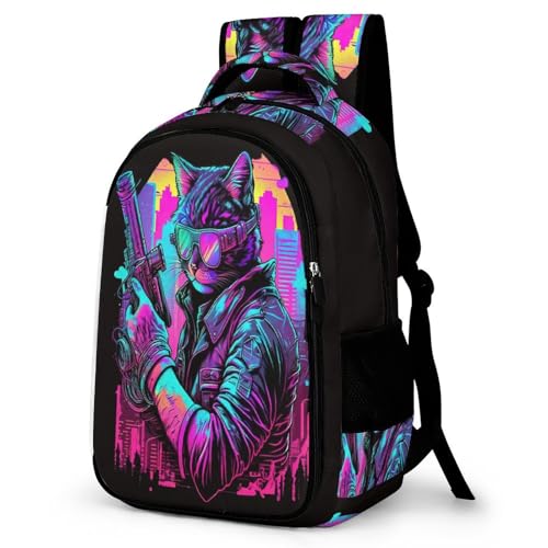 WCEECE Rucksack,Damen & Herren Backpack Mit Niedliche Katze Aufdruck,Unisex Daypack Schulrucksack,Wasserdichter Tagesrucksack Für Freizeit Schule Job von WCEECE