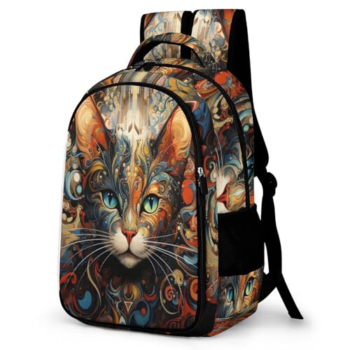 WCEECE Rucksack,Damen & Herren Backpack Mit Süße Katze Aufdruck,Unisex Daypack Tiers Schulrucksack,Wasserdichter Tagesrucksack Für Freizeit Schule Job von WCEECE