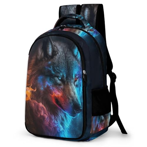 WCEECE Rucksack,Damen & Herren Backpack Mit Tier Wolf Wölfe Aufdruck,Unisex Daypack Schulrucksack,Wasserdichter Tagesrucksack Für Freizeit Schule Job von WCEECE