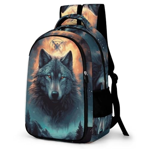WCEECE Rucksack,Damen & Herren Backpack Mit Tier Wolf Wölfe Aufdruck,Unisex Daypack Schulrucksack,Wasserdichter Tagesrucksack Für Freizeit Schule Job von WCEECE