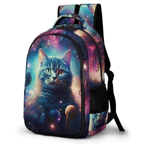 WCEECE Rucksack Herren Galaxie-Katze Schulrucksack, Laptop-Rucksack Für Jungen Mädchen Für Unisex College-Rucksack Daypack von WCEECE