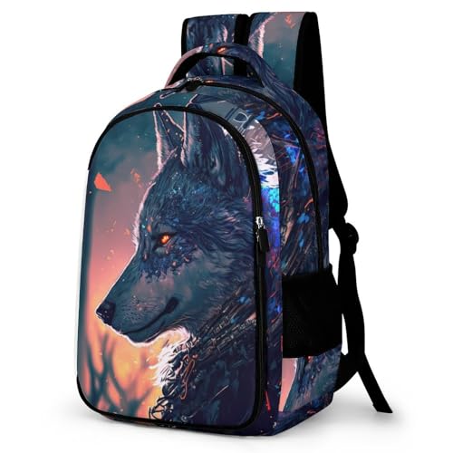 WCEECE Rucksack Herren Tier Wolf Wölfe Schulrucksack, Laptop-Rucksack Für Jungen Mädchen Für Unisex College-Rucksack Daypack von WCEECE