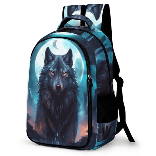 WCEECE Rucksack Herren Tier Wolf Wölfe Schulrucksack, Laptop-Rucksack Für Jungen Mädchen Für Unisex College-Rucksack Daypack von WCEECE