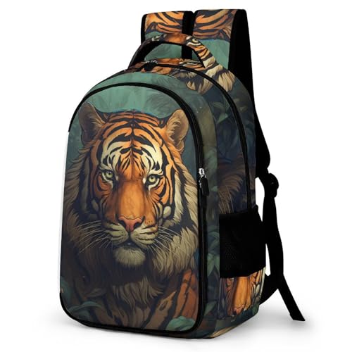 WCEECE Rucksack Jungen Animal Tiger Schulrucksack Mädchen Teenager Jugendliche Coole Schule Daypacks Kinder Schultasche Freizeit Groß Schulranzen Ranzen Schultertaschen von WCEECE