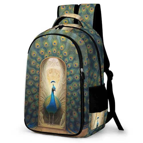 WCEECE Rucksack Jungen Pfau Schulrucksack Mädchen Teenager Jugendliche Coole Schule Daypacks Kinder Schultasche Freizeit Groß Schulranzen Ranzen Schultertaschen von WCEECE