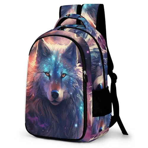 WCEECE Rucksack Jungen Tier Wolf Wölfe Schulrucksack Mädchen Teenager Jugendliche Coole Schule Daypacks Kinder Schultasche Freizeit Groß Schulranzen Ranzen Schultertaschen von WCEECE