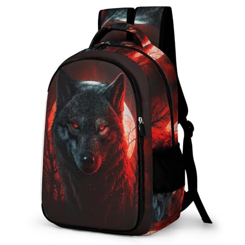 WCEECE Rucksack Jungen Tier Wolf Wölfe Schulrucksack Mädchen Teenager Jugendliche Coole Schule Daypacks Kinder Schultasche Freizeit Groß Schulranzen Ranzen Schultertaschen von WCEECE