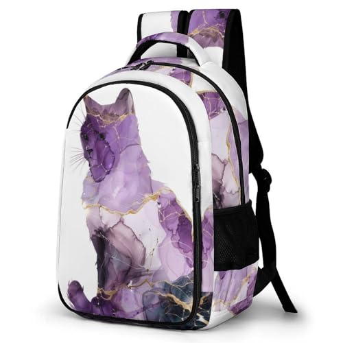 WCEECE Rucksack Marmorierte Katze Freizeitrucksack Jungen Schulrucksack Mädchen Kreativ Leichter Reise Outdoor Freizeit von WCEECE