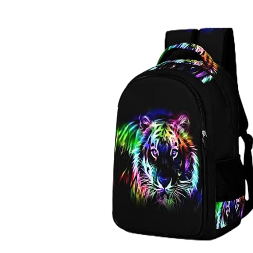 WCEECE Schulrucksack Für Jungen Mädchen Schulrucksack Tier Tiger Druck Rucksack Jugendlichen Schultasche Outdoor Daypack von WCEECE