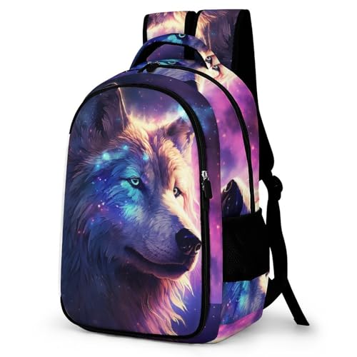 WCEECE Schulrucksack Für Jungen Mädchen Schulrucksack Tier Wolf Wölfe Druck Rucksack Jugendlichen Schultasche Outdoor Daypack von WCEECE