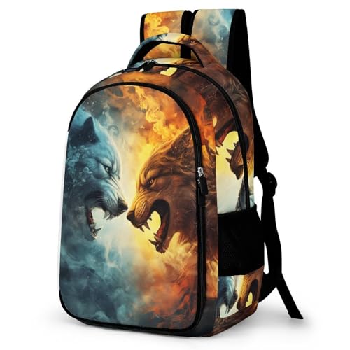 WCEECE Schulrucksack Für Jungen Mädchen Schulrucksack Tier Wolf Wölfe Druck Rucksack Jugendlichen Schultasche Outdoor Daypack von WCEECE