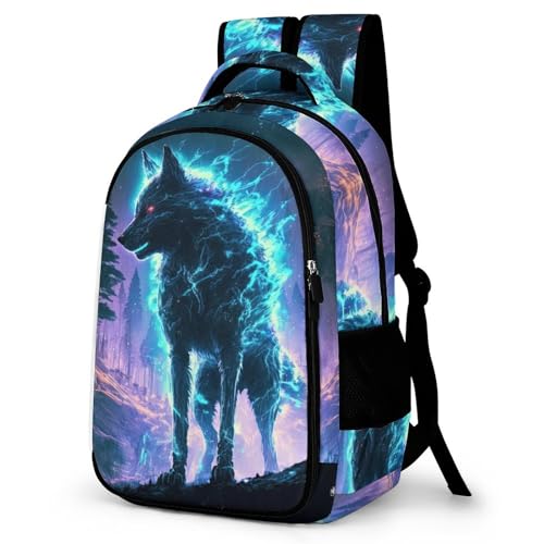 WCEECE Schulrucksack Für Jungen Mädchen Schulrucksack Tier Wolf Wölfe Druck Rucksack Jugendlichen Schultasche Outdoor Daypack von WCEECE