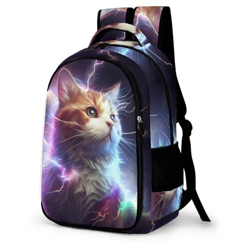 WCEECE Schulrucksack Jungen Teenager 3D-Farbdruck Personalisierter Niedliche Katze Schulranzen Jungen Teenager Nylon Wasserdichter Großer Rucksack Jugend,Kinderrucksack von WCEECE