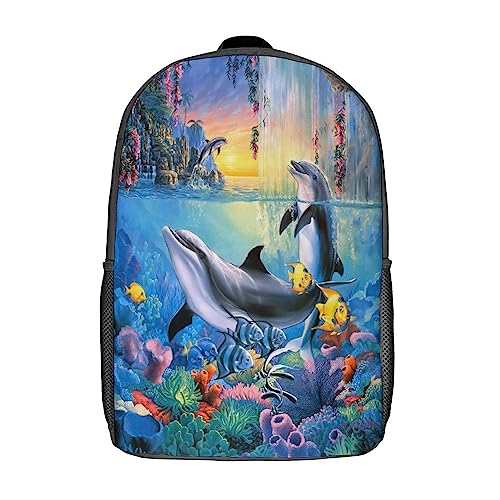 WCEECE Schulrucksack Jungen Teenager 3D Personalisierter Meerestiere Fische Schulranzen Jungen Teenager Wasserdichter Großer Rucksack Jugend,Kinderrucksack von WCEECE