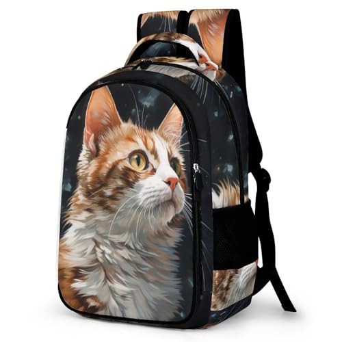 WCEECE Schulrucksack Jungen Teenager Kinder Große Schule Niedliche Katze Rucksack Mädchen Schultasche Jungen 2 Bis 7 Klasse Ranzen Oder 8 Bis 15 Jahre School Bag von WCEECE