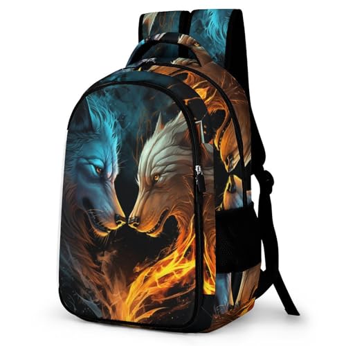 WCEECE Schulrucksack Jungen Teenager Kinder Große Schule Tier Wolf Wölfe Rucksack Mädchen Schultasche Jungen 2 Bis 7 Klasse Ranzen Oder 8 Bis 15 Jahre School Bag von WCEECE