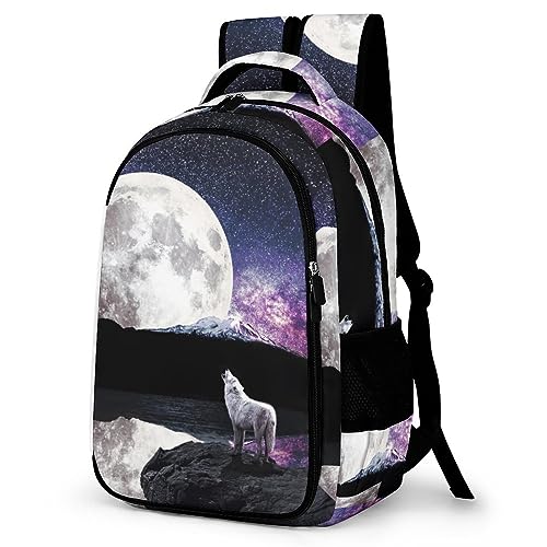 WCEECE Schulrucksack Jungen Teenager Mädchen Schultaschen Kinder Galaxie Wolf Rucksäcke Wasserdicht Leichtgewicht Schulranzen Groß Für Schule Geschenke von WCEECE