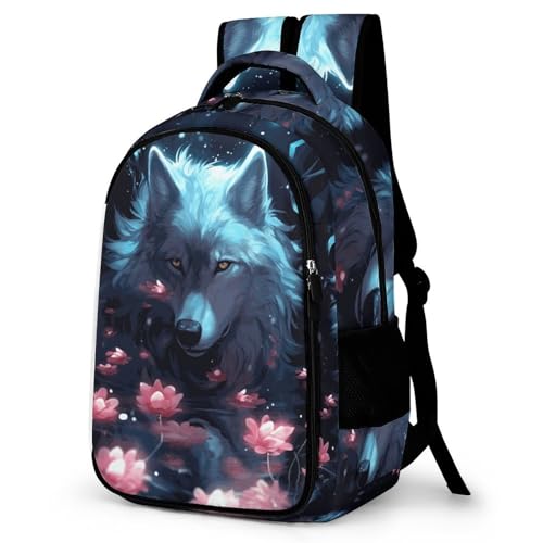 WCEECE Schulrucksack Jungen Teenager Mädchen Schultaschen Kinder Tier Wolf Wölfe Rucksäcke Wasserdicht Leichtgewicht Schulranzen Groß Für Schule Geschenke von WCEECE