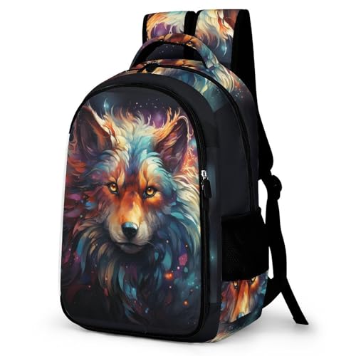 WCEECE Schulrucksack Jungen Teenager Personalisierter Tier Wolf Wölfe Schulranzen Wasserdichter Großer Rucksack Jugend,Kinderrucksack von WCEECE