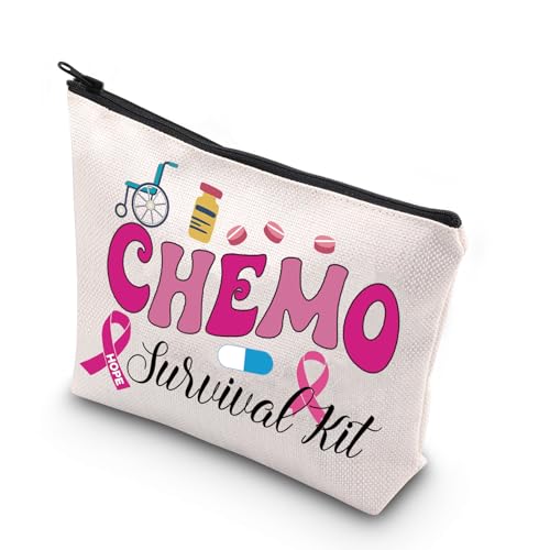 WCGXKO Chemo-Pflegepaket für Frauen, Chemo-Überlebens-Set, Chemotherapie, Behandlung, Reißverschlusstasche, Kosmetiktasche, Chemo Lila1, Reißverschluss von WCGXKO