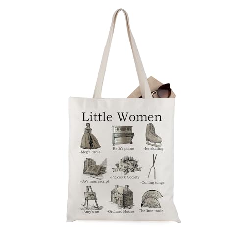 WCGXKO Cottagecore Tragetasche für kleine Frauen, Motiv: Jo Meg Beth Amy March Sisters Orchard House Book Fandom Merch, Beige, T-littlewomen von WCGXKO