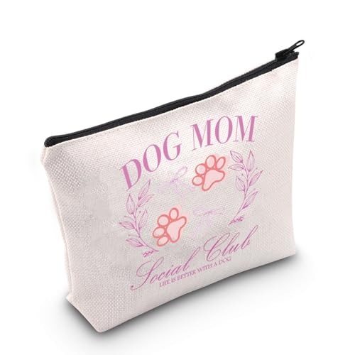 WCGXKO Geschenk für Hundemutter, Geschenk für Frauen, Hundemutter, Social Club, Make-up-Tasche, Hundeliebhaber, Geschenk für Hundebesitzer, Hundetasche für Mütter, Reißverschluss von WCGXKO