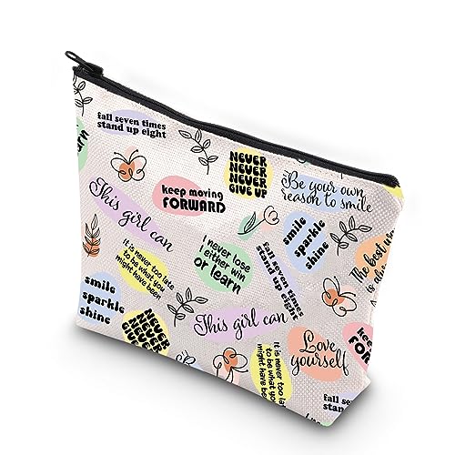 WCGXKO Inspirierendes Geschenk für Frauen, motivierendes Geschenk, inspirierende Reißverschlusstasche, Make-up-Tasche, Nie aufgeben, Reißverschluss von WCGXKO