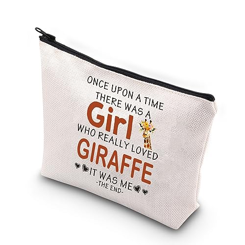 WCGXKO Kosmetiktasche mit Giraffen-Motiv, Once Upon A Time There Was A Girl Who Really Loved Giraffe, Reißverschluss, Make-up-Tasche für Sie, Giraffe, Reißverschluss von WCGXKO