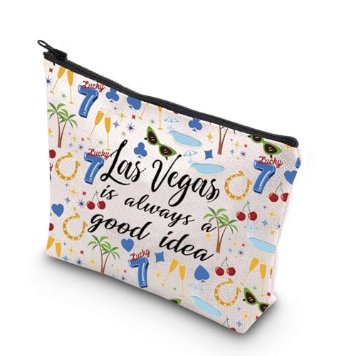 WCGXKO Las Vegas Make-up-Tasche Las Vegas Reise Geschenke Las Vegas Themengeschenke Las Vegas Reißverschlusstasche Las Vegas Taschen für Frauen, Las Vegas Lucky, Reißverschluss von WCGXKO