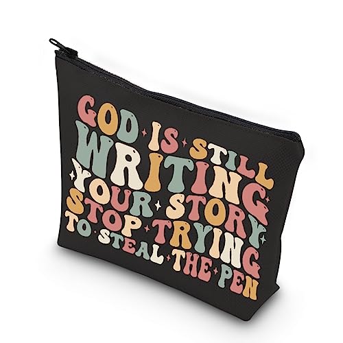 WCGXKO Mental Health Gift Anxiety and Depression Gift God Is Still Writing Your Story Zipper Pouch Makeup Bag, SCHREIBEN IHRE, Reißverschluss von WCGXKO