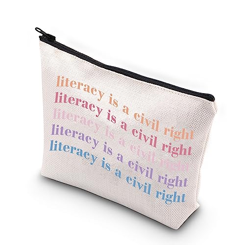 WCGXKO Science Of Reading Geschenk Lesespezialist Geschenk Literacy Is A Civil Right Reißverschlusstasche Make-up-Tasche, Alphabetisierung, Reißverschluss von WCGXKO