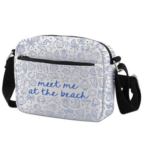 WCGXKO Summer Beach Crossbody Bag Vacation Merchandise Meet Me At The Beach Umhängetasche, The Beach Hb, Reißverschluss von WCGXKO