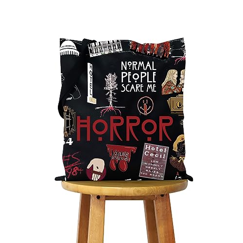 WCGXKO TV-Show-inspiriertes Geschenk, Horror-TV-Show, Leinen-Tragetasche, wiederverwendbare Tasche, Einkaufstasche für Fans, Scare Tote von WCGXKO