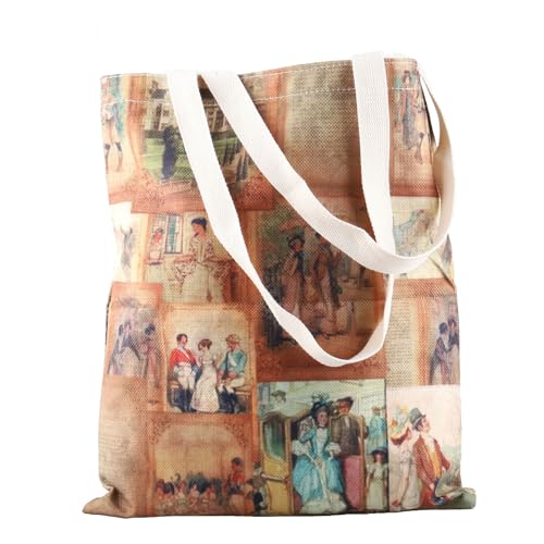 WCGXKO Vintage Jane Austen Bookish Geschenktasche Büchertasche für klassische Novel-Liebhaber, Beige, Medium von WCGXKO