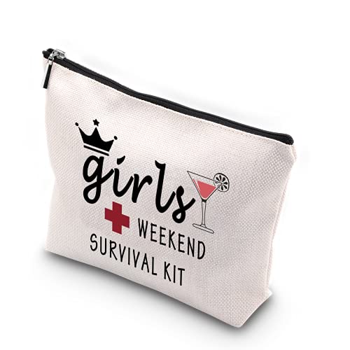 WCGXKO Weekend Survival Kit Zipper Pouch Makeup Bag Weekend Trip Gift for Best Friend, Mädchen Wochenende Überleben, Mädchen Wochenende Überleben von WCGXKO